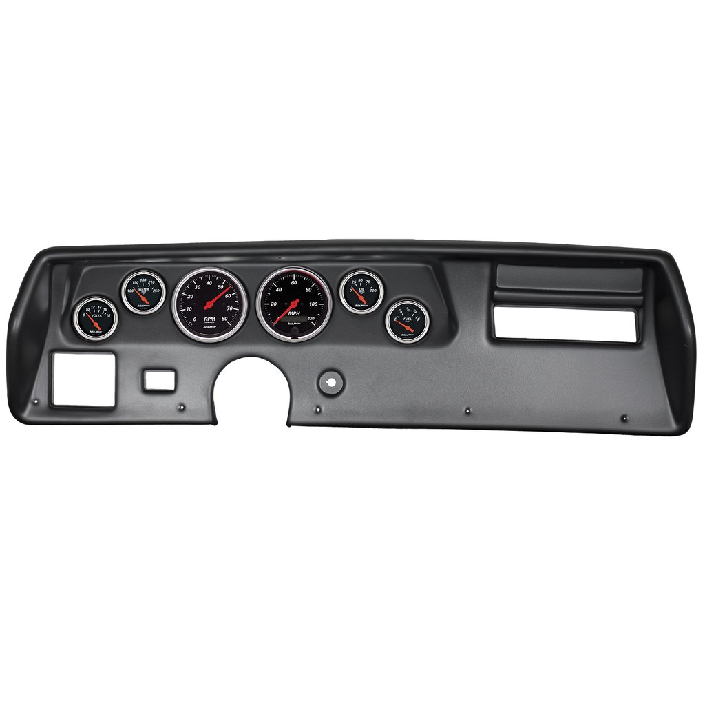 AutoMeter 6 GAUGE DIRECT-FIT DASH KIT, CHEVELLE SS / EL CAMINO / MONTE 70-72, DESIGNER BLACK