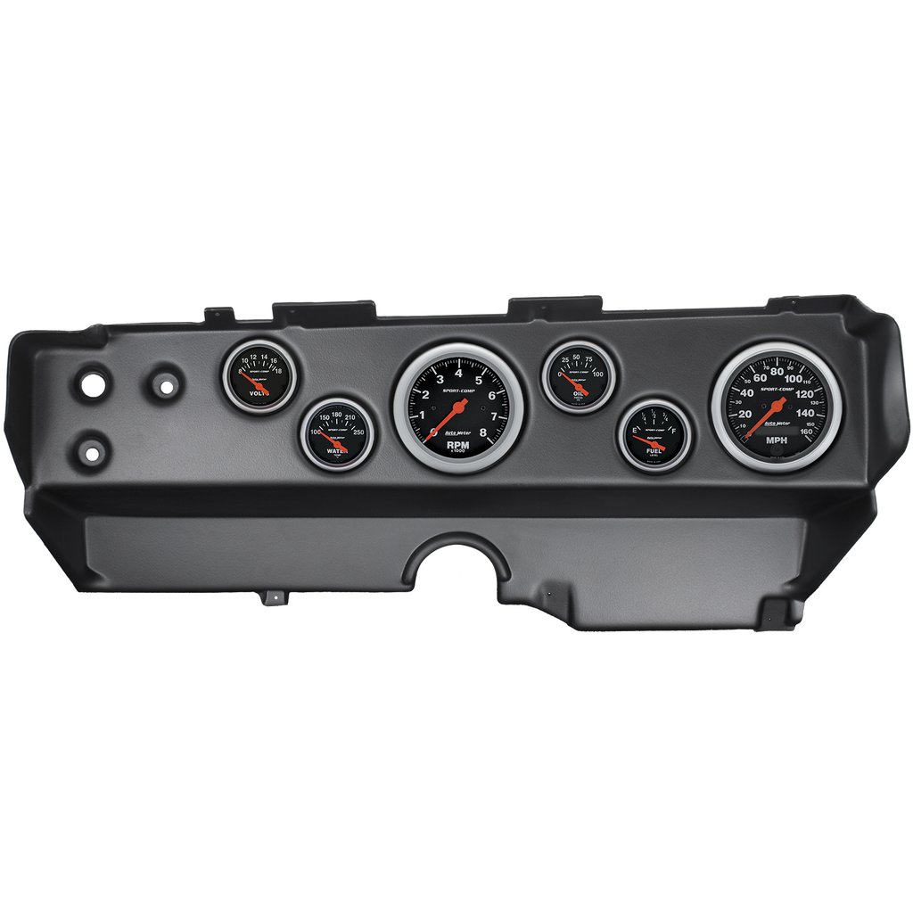 AutoMeter 6 GAUGE DIRECT-FIT DASH KIT, E-BODY / CUDA / CHALLENGER 70-74, SPORT-COMP