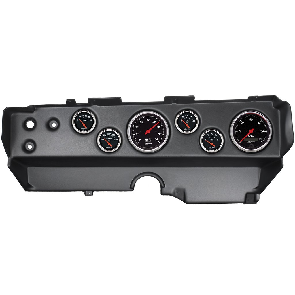 AutoMeter 6 GAUGE DIRECT-FIT DASH KIT, E-BODY / CUDA / CHALLENGER 70-74, DESIGNER BLACK