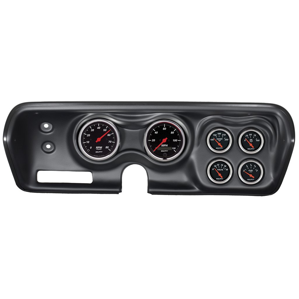AutoMeter 6 GAUGE DIRECT-FIT DASH KIT, B-BODY / CHRGR / GTX / ROAD RUNNER / SAT 71-74, DESIGNER BLACK