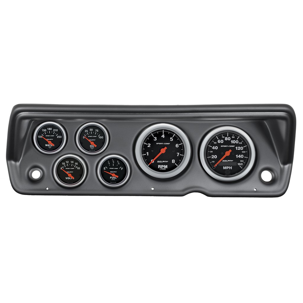 AutoMeter 6 GAUGE DIRECT-FIT DASH KIT, A-BODY / DUSTER / DEMON / DART 70-76, SPORT-COMP