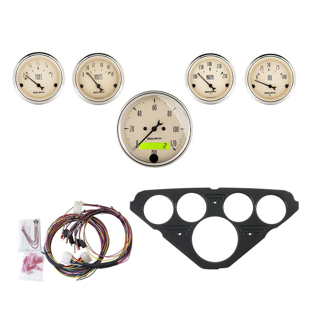 AutoMeter 5 GAUGE DIRECT-FIT DASH KIT, CHEVY TRUCK 55-59, ANTIQUE BEIGE