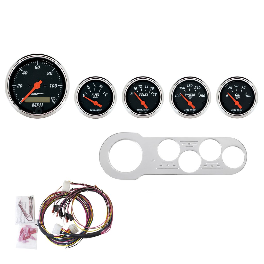 AutoMeter 5 GAUGE DIRECT-FIT DASH KIT, CHEVY CAR 53-54, DESIGNER BLACK