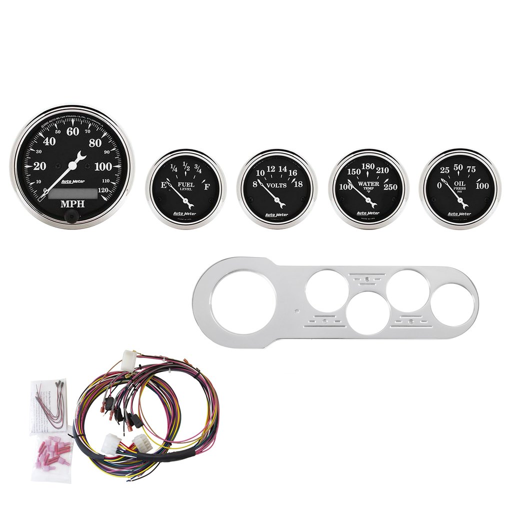 AutoMeter 5 GAUGE DIRECT-FIT DASH KIT, CHEVY CAR 53-54, OLD TYME BLACK
