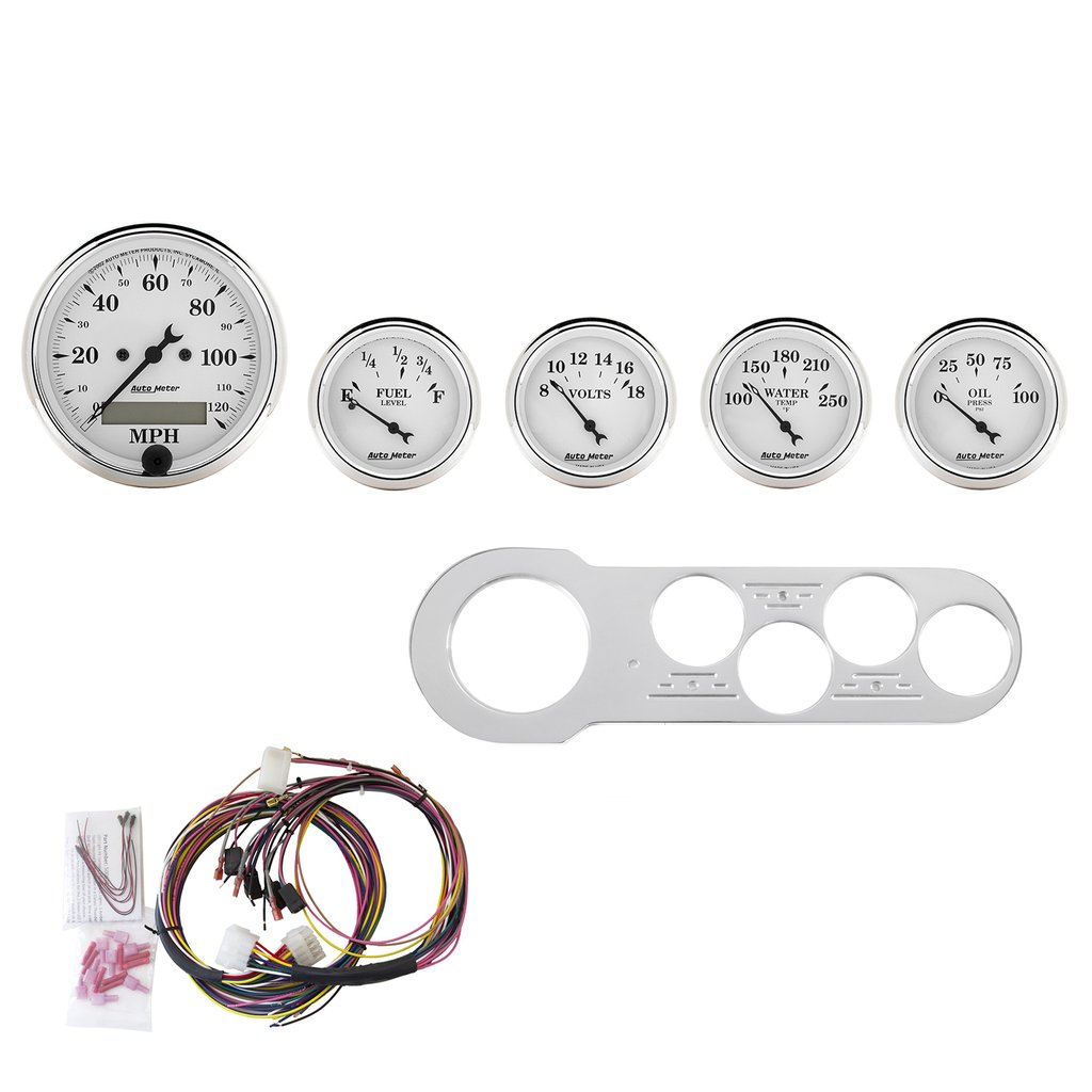 AutoMeter 5 GAUGE DIRECT-FIT DASH KIT, CHEVY CAR 53-54, OLD TYME WHITE
