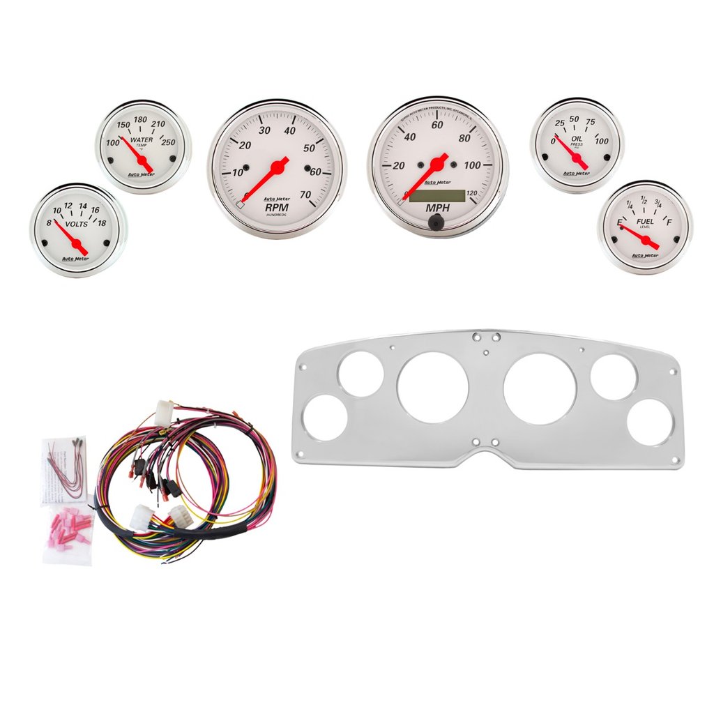 AutoMeter 6 GAUGE DIRECT-FIT DASH KIT, GMC TRUCK 54-55, ARCTIC WHITE
