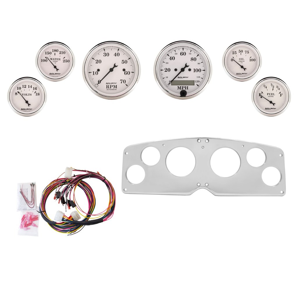 AutoMeter 6 GAUGE DIRECT-FIT DASH KIT, GMC TRUCK 54-55, OLD TYME WHITE