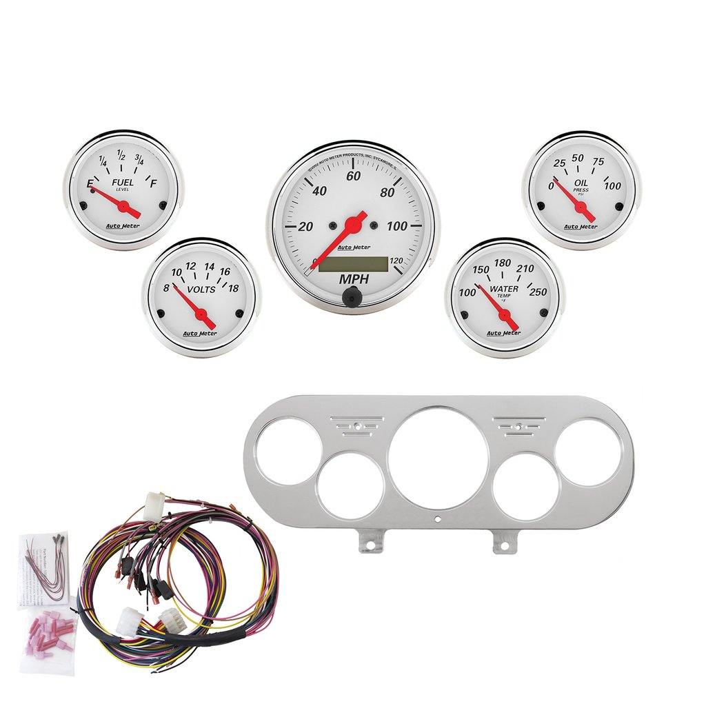AutoMeter 5 GAUGE DIRECT-FIT DASH KIT, NOVA 62-65, ARCTIC WHITE