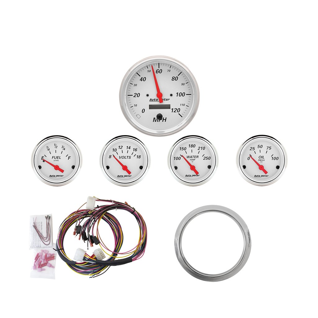 AutoMeter 5 GAUGE DIRECT-FIT DASH KIT, CHEVY CAR 59-60, ARCTIC WHITE