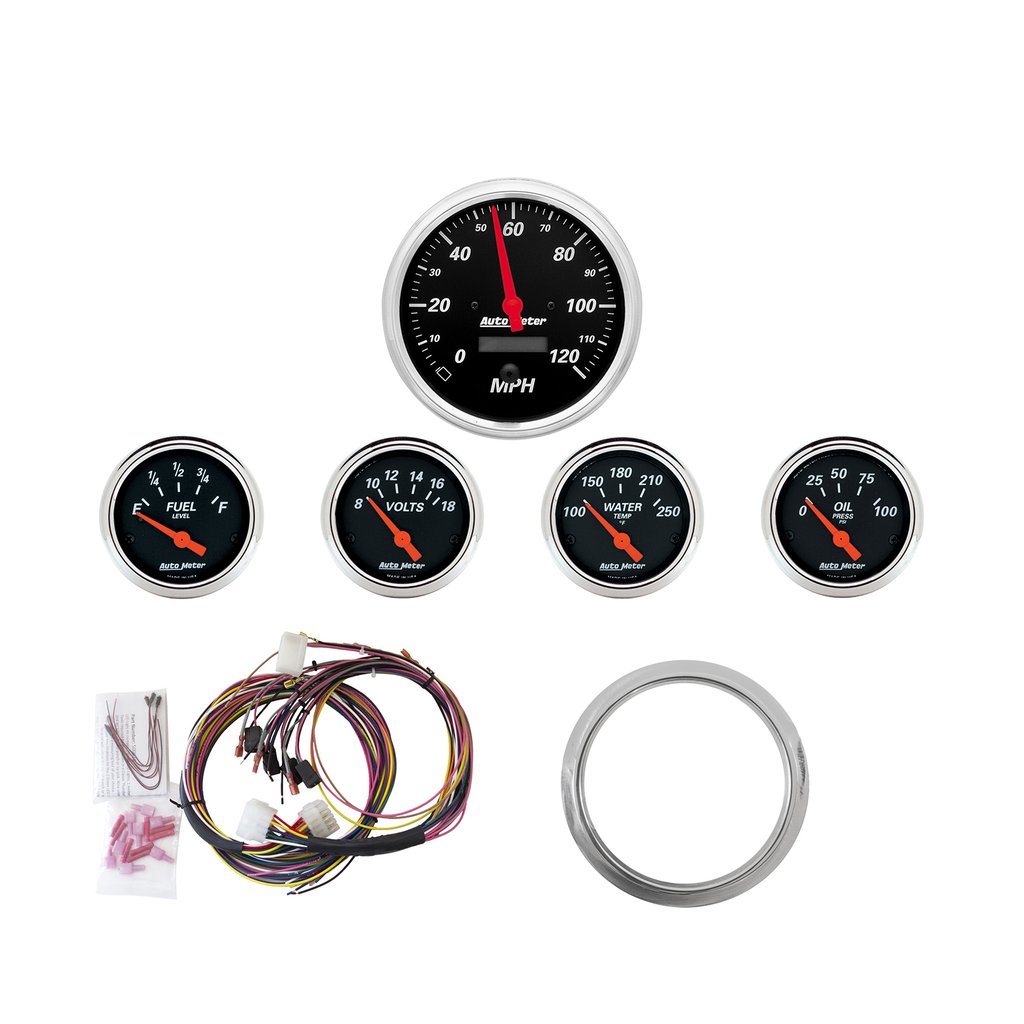 AutoMeter 5 GAUGE DIRECT-FIT DASH KIT, CHEVY CAR 59-60, DESIGNER BLACK