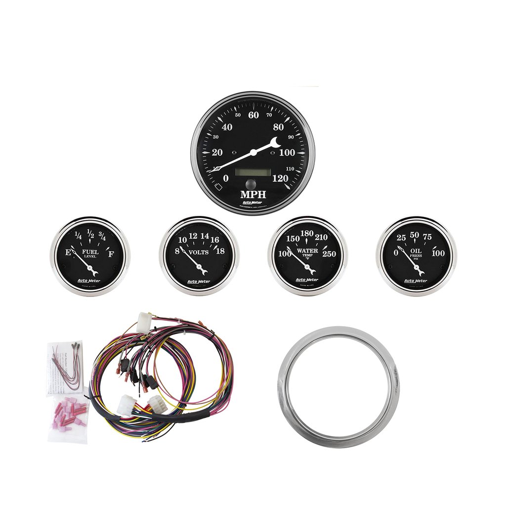 AutoMeter 5 GAUGE DIRECT-FIT DASH KIT, CHEVY CAR 59-60, OLD TYME BLACK