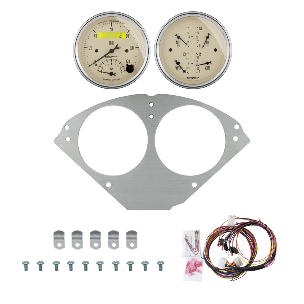 AutoMeter 2 GAUGE DIRECT-FIT DASH KIT, CHEVY CAR 55-56, ANTIQUE BEIGE