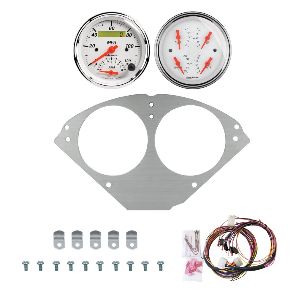 AutoMeter 2 GAUGE DIRECT-FIT DASH KIT, CHEVY CAR 55-56, ARCTIC WHITE
