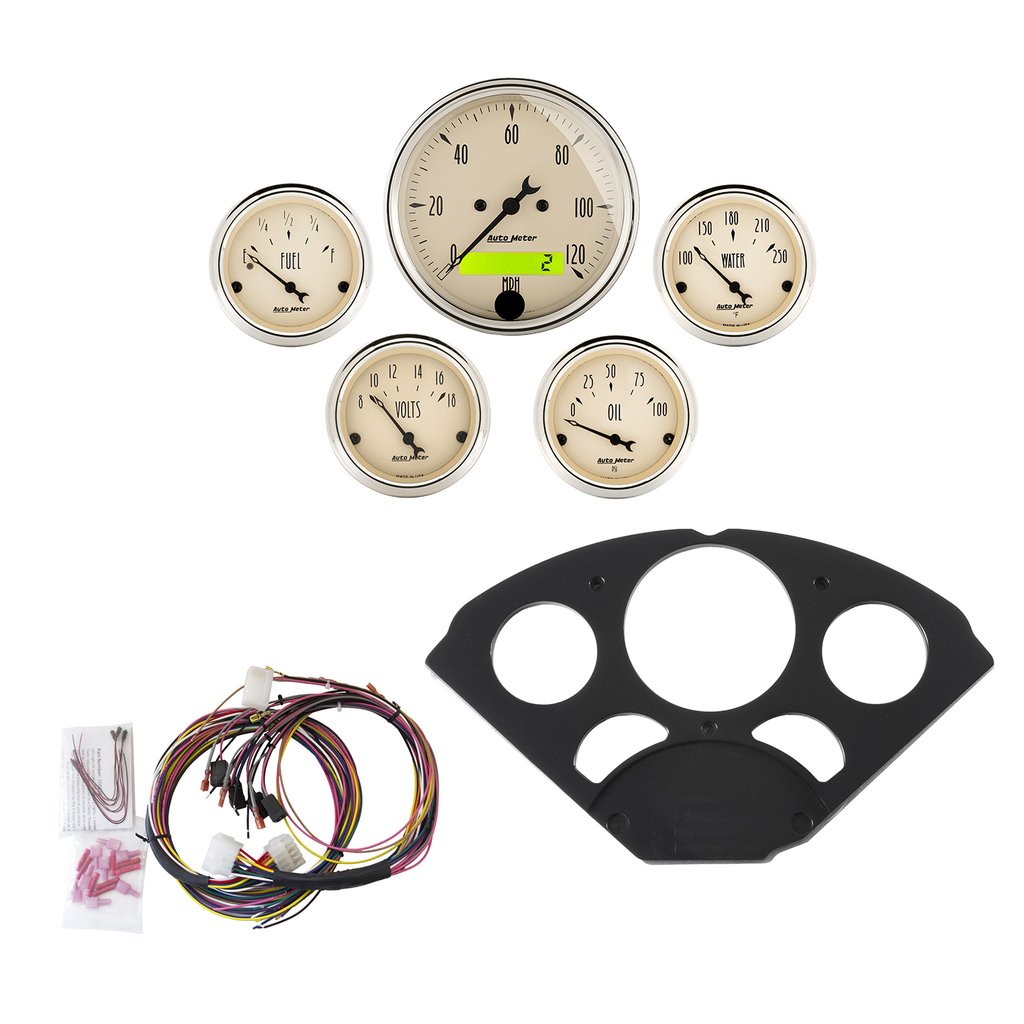AutoMeter 5 GAUGE DIRECT-FIT DASH KIT, CHEVY 55-56, ANTIQUE BEIGE