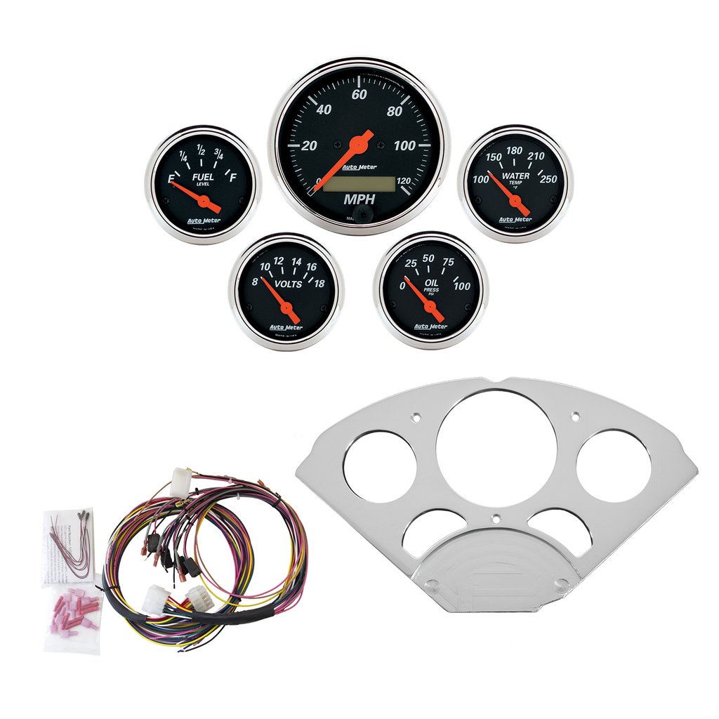 AutoMeter 5 GAUGE DIRECT-FIT DASH KIT, CHEVY CAR 55-56, DESIGNER BLACK