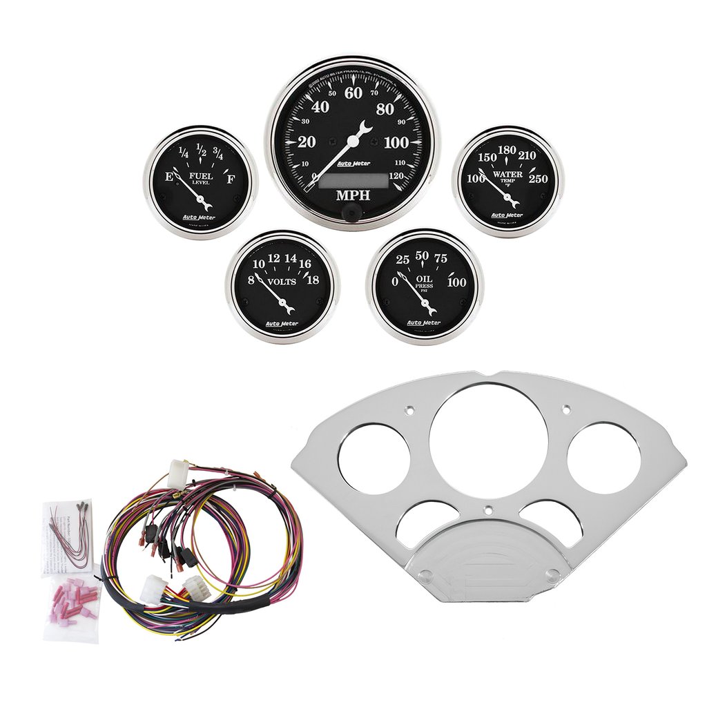 AutoMeter 5 GAUGE DIRECT-FIT DASH KIT, CHEVY CAR 55-56, OLD TYME BLACK
