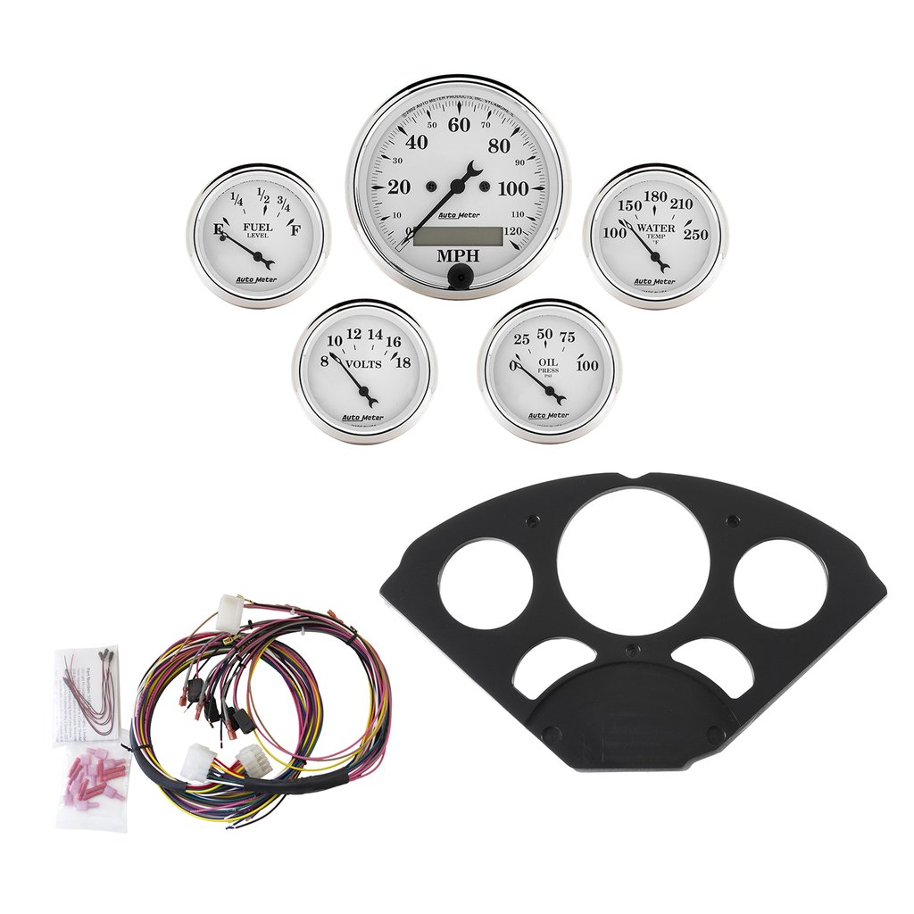 AutoMeter 5 GAUGE DIRECT-FIT DASH KIT, CHEVY 55-56, OLD TYME WHITE