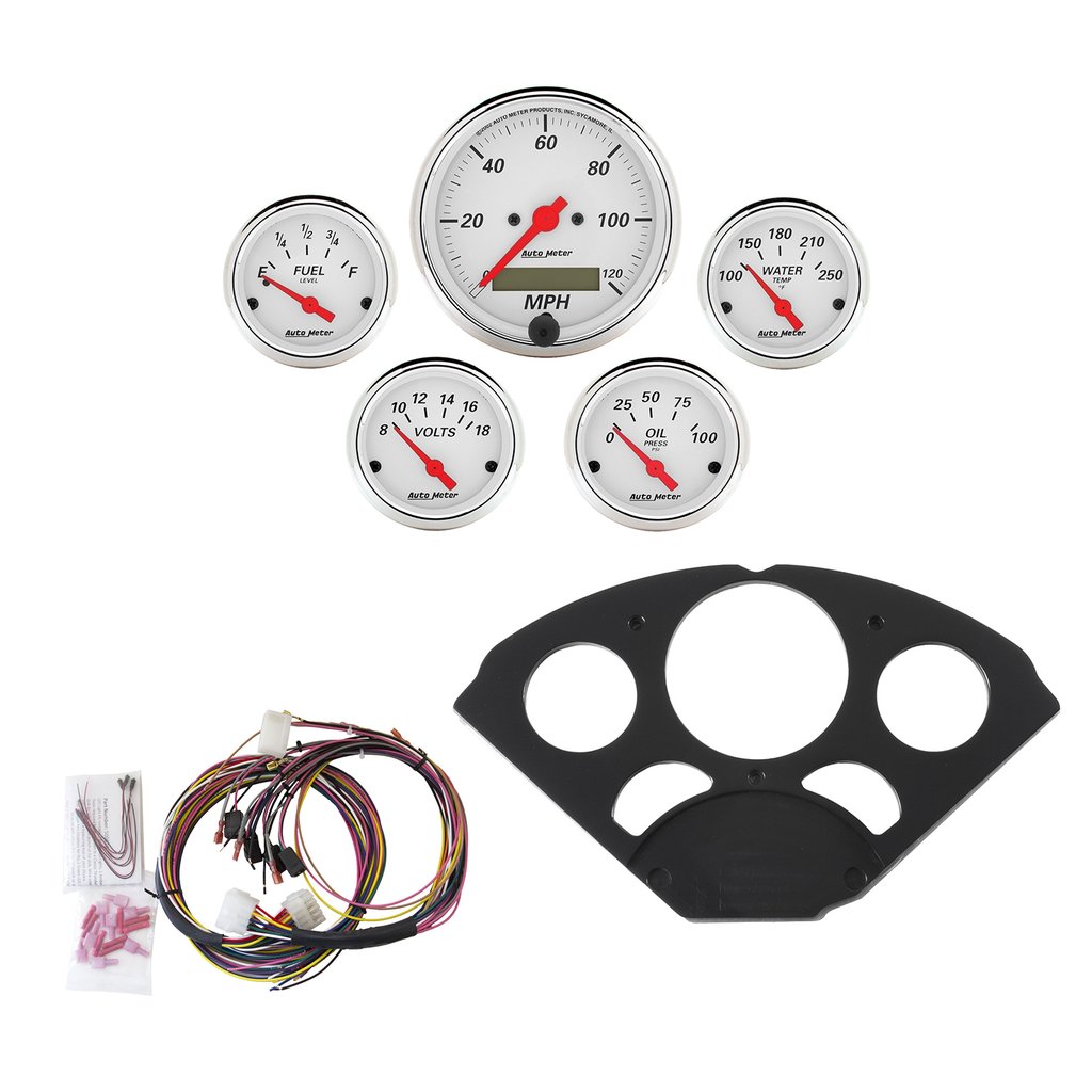 AutoMeter 5 GAUGE DIRECT-FIT DASH KIT, CHEVY 55-56, ARCTIC WHITE