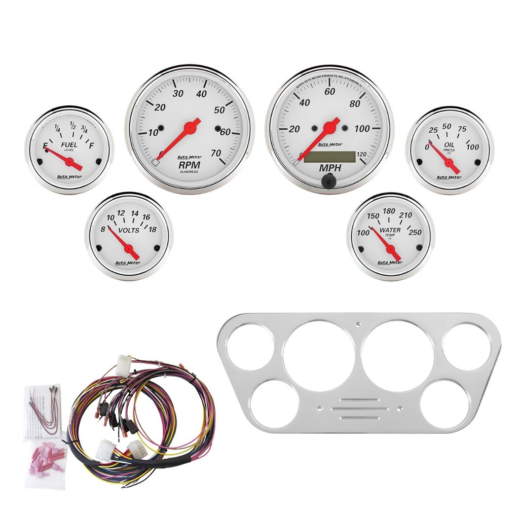 AutoMeter 6 GAUGE DIRECT-FIT DASH KIT, FORD TRUCK 53-55, ARCTIC WHITE