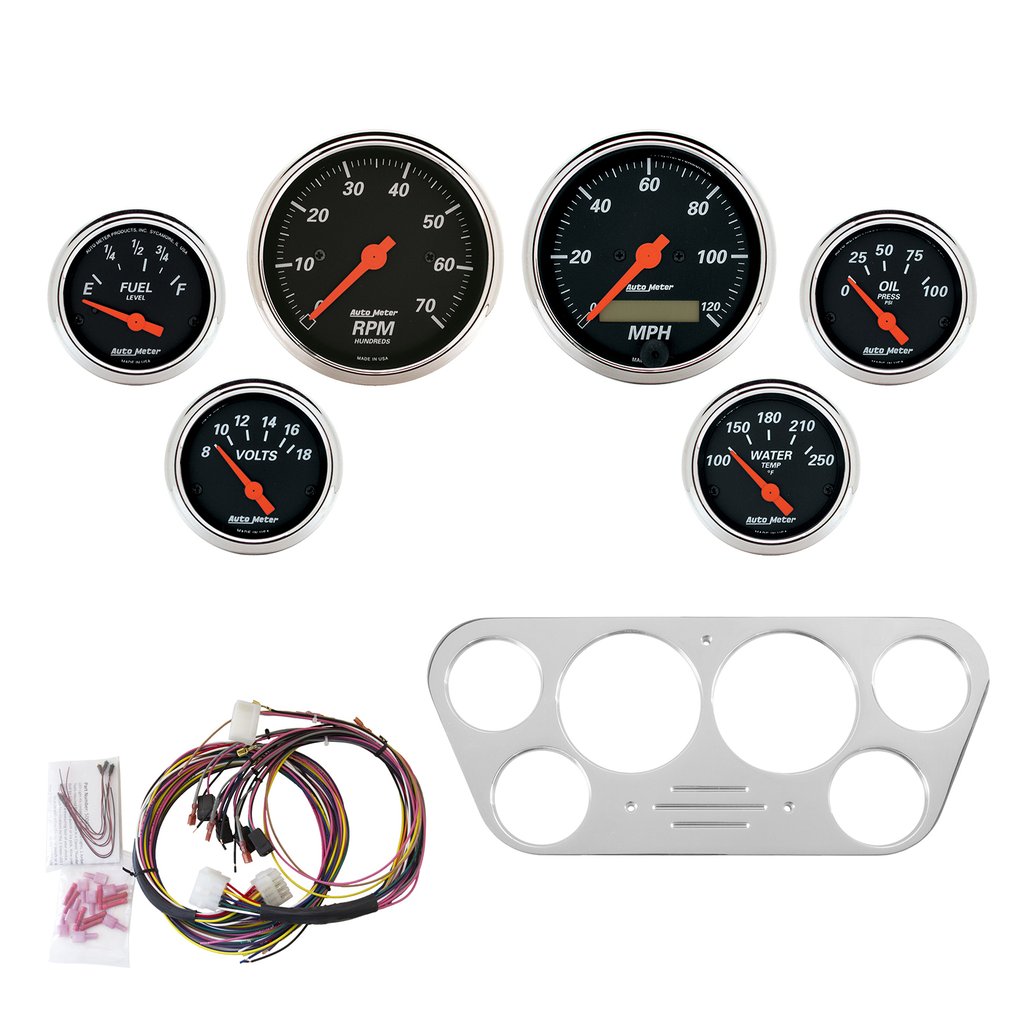 AutoMeter 6 GAUGE DIRECT-FIT DASH KIT, FORD TRUCK 53-55, DESIGNER BLACK