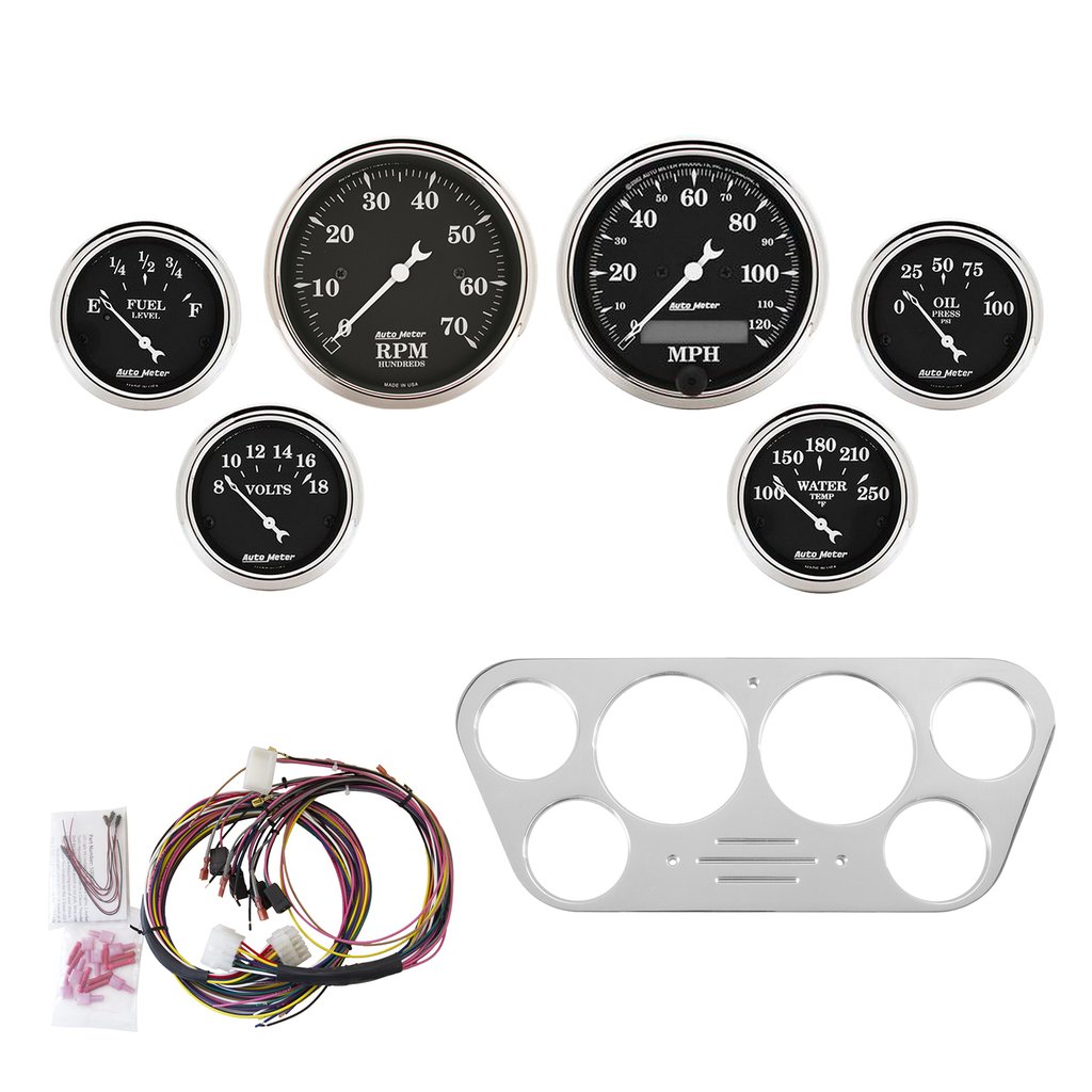 AutoMeter 6 GAUGE DIRECT-FIT DASH KIT, FORD TRUCK 53-55, OLD TYME BLACK