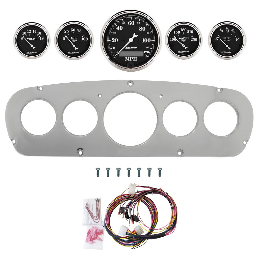 AutoMeter 5 GAUGE DIRECT-FIT DASH KIT, FORD TRUCK 65-66, OLD TYME BLACK