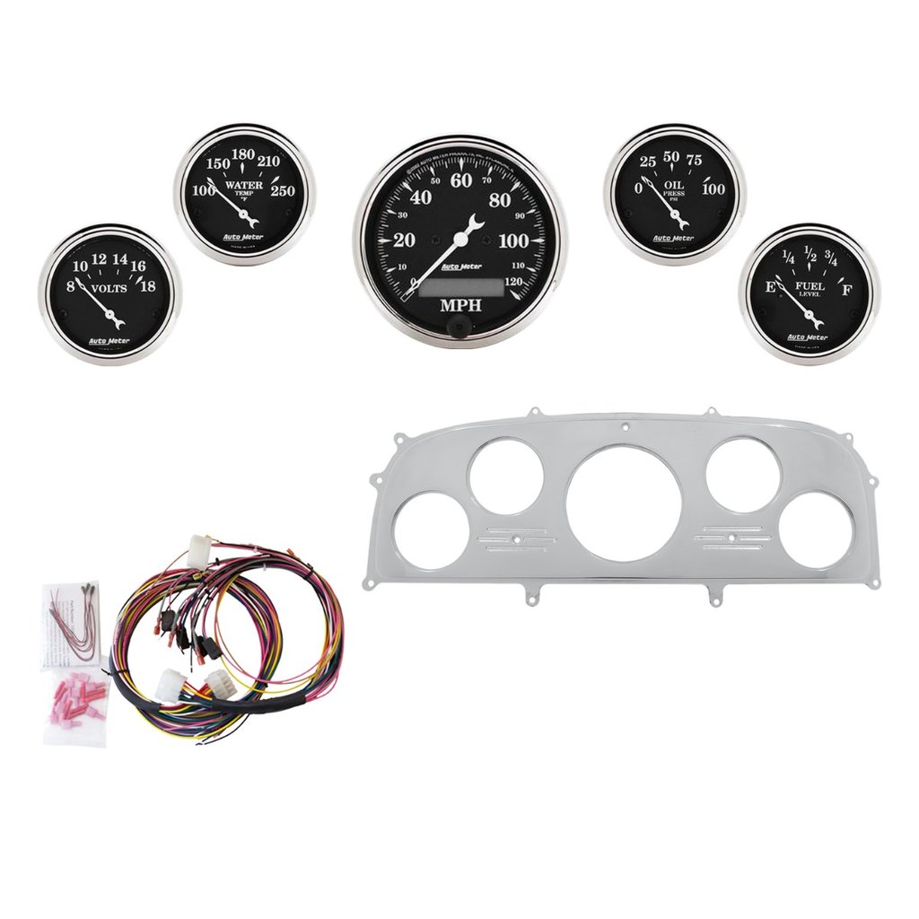 AutoMeter 5 GAUGE DIRECT-FIT DASH KIT, FORD GALAXIE 59, OLD TYME BLACK