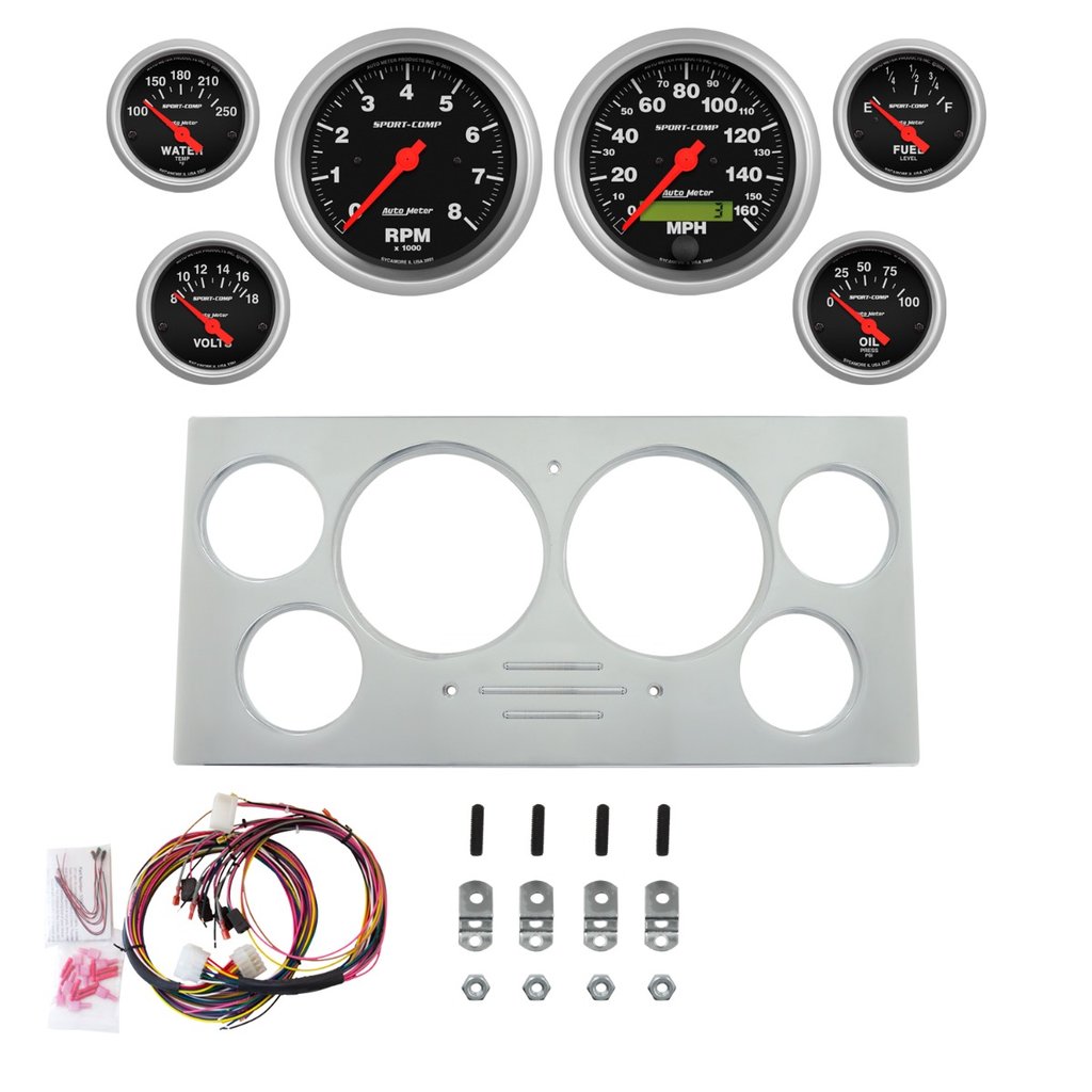 AutoMeter 6 GAUGE DIRECT-FIT DASH KIT, FORD TRUCK 73-79, SPORT-COMP