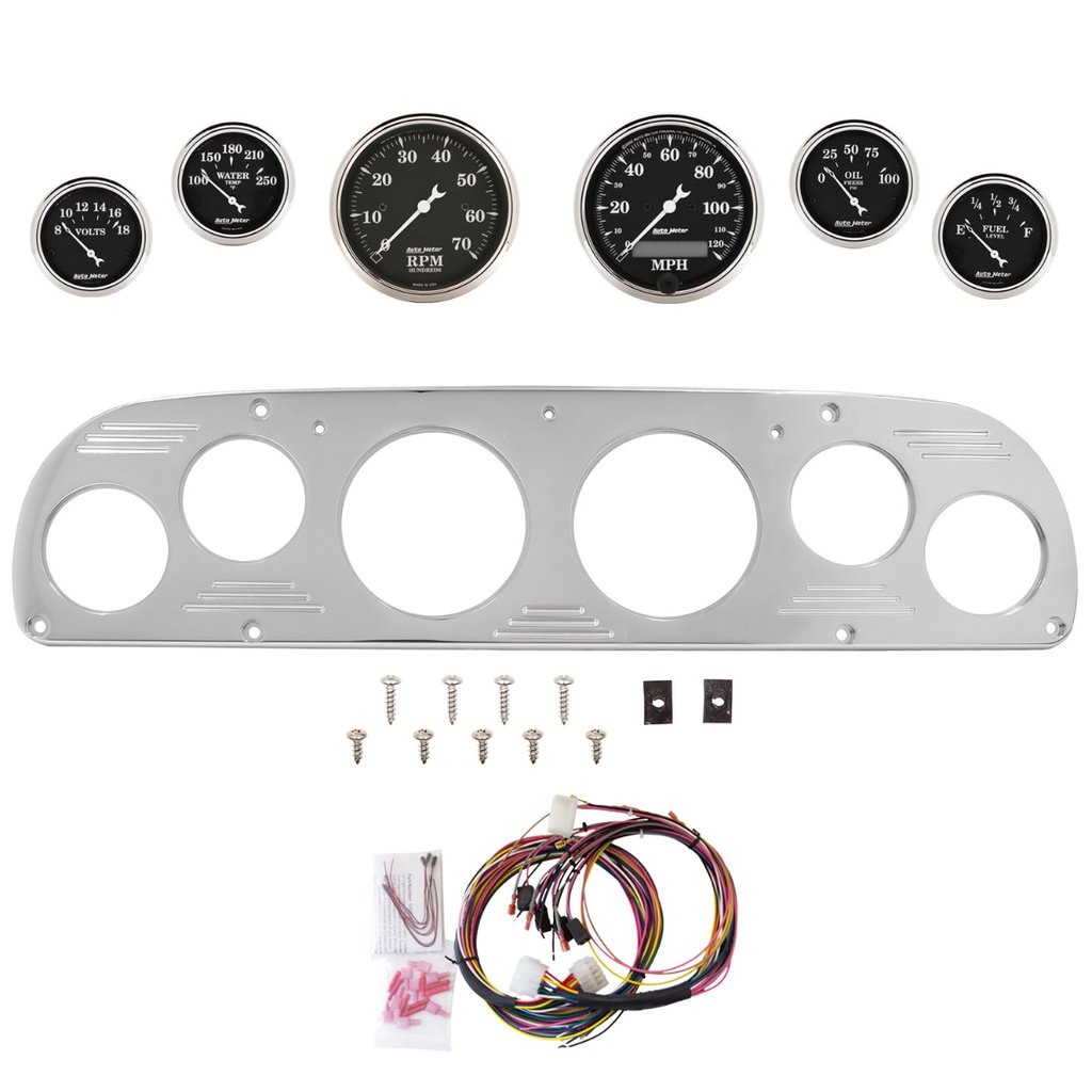 AutoMeter 6 GAUGE DIRECT-FIT DASH KIT, FORD TRUCK 57-60, OLD TYME BLACK