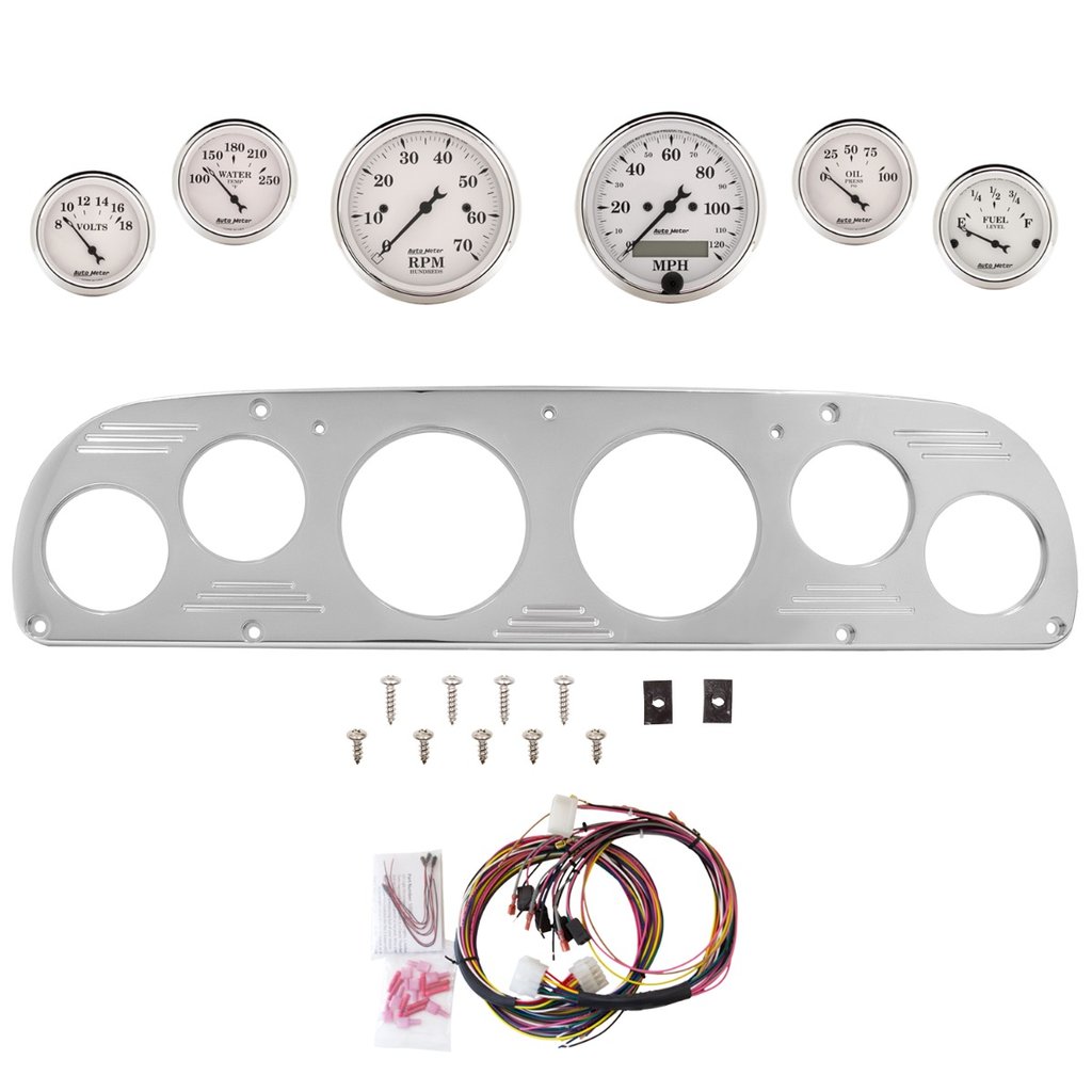 AutoMeter 6 GAUGE DIRECT-FIT DASH KIT, FORD TRUCK 57-60, OLD TYME WHITE