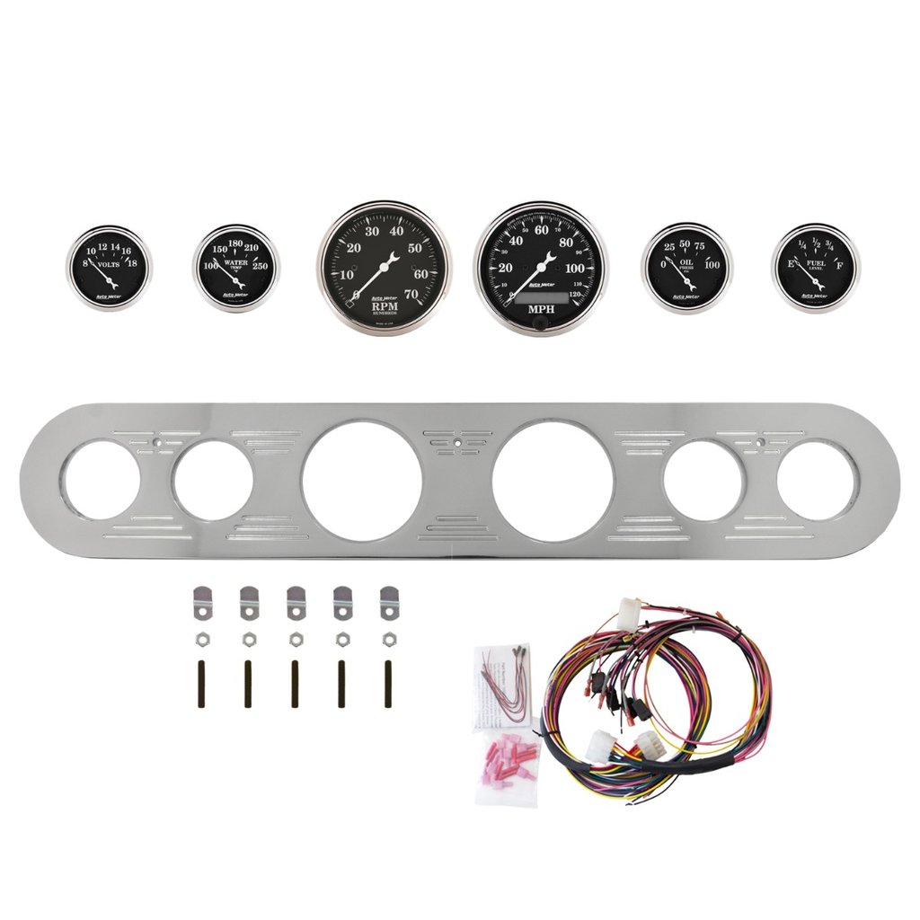 AutoMeter 6 GAUGE DIRECT-FIT DASH KIT, FORD TRUCK 67-72, OLD TYME BLACK