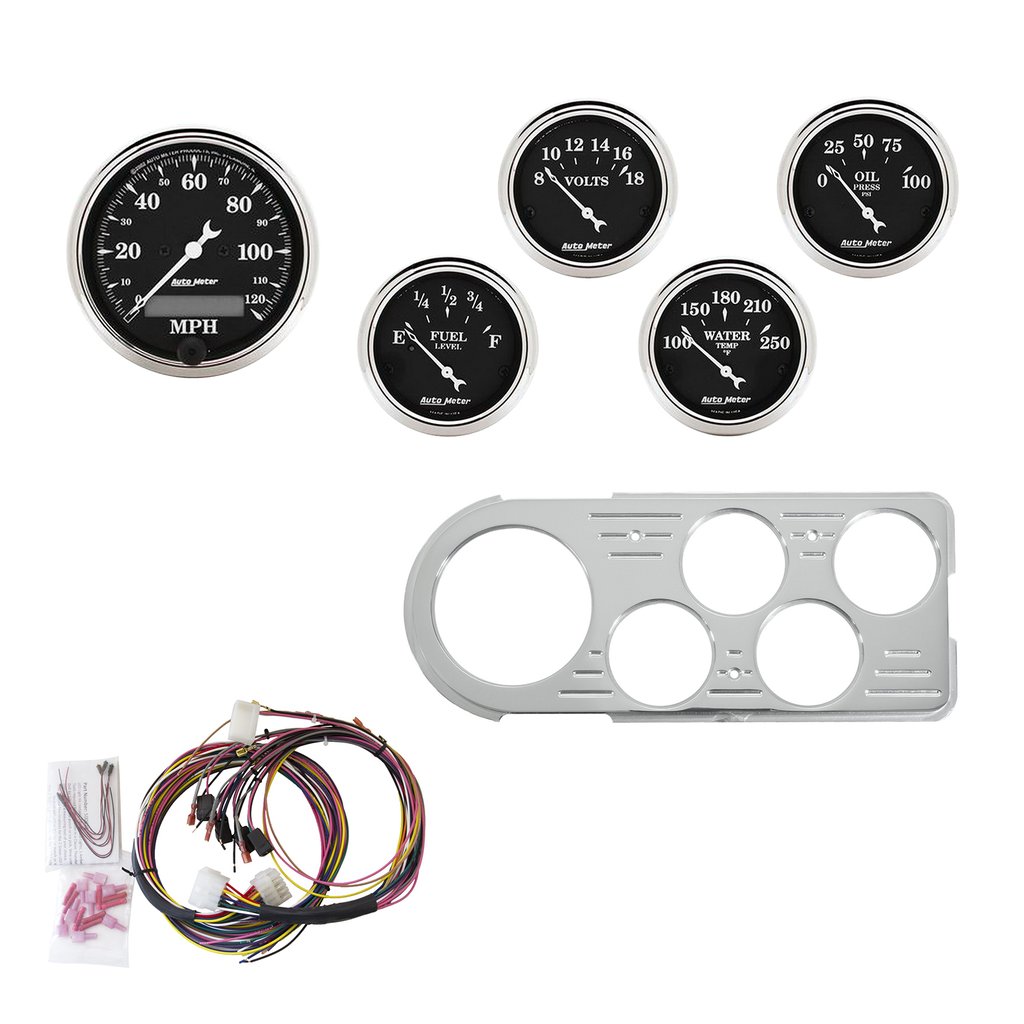 AutoMeter 5 GAUGE DIRECT-FIT DASH KIT, FORD TRUCK 48-50, OLD TYME BLACK