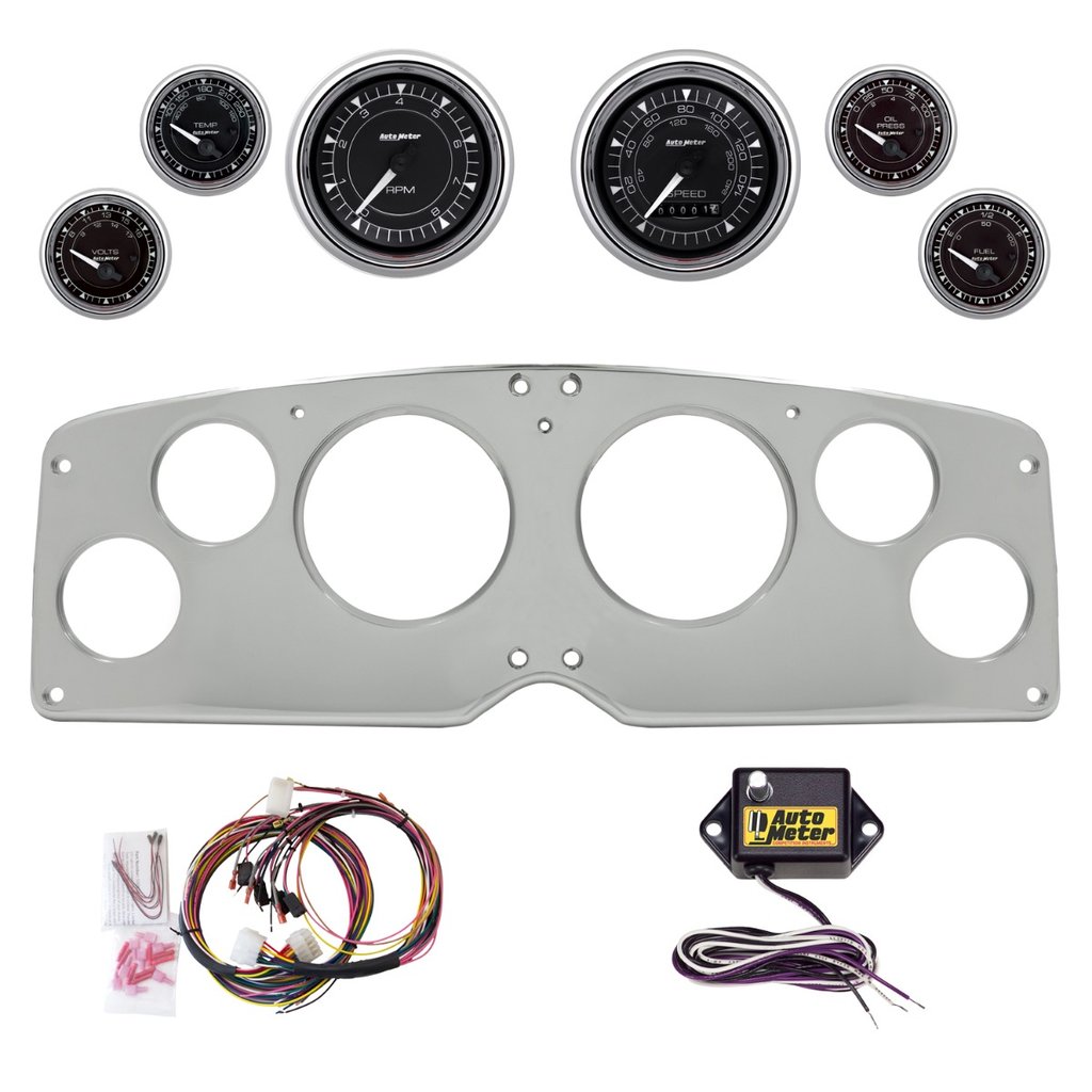 AutoMeter 6 GAUGE DIRECT-FIT DASH KIT, GMC TRUCK 54-55, CHRONO CHROME