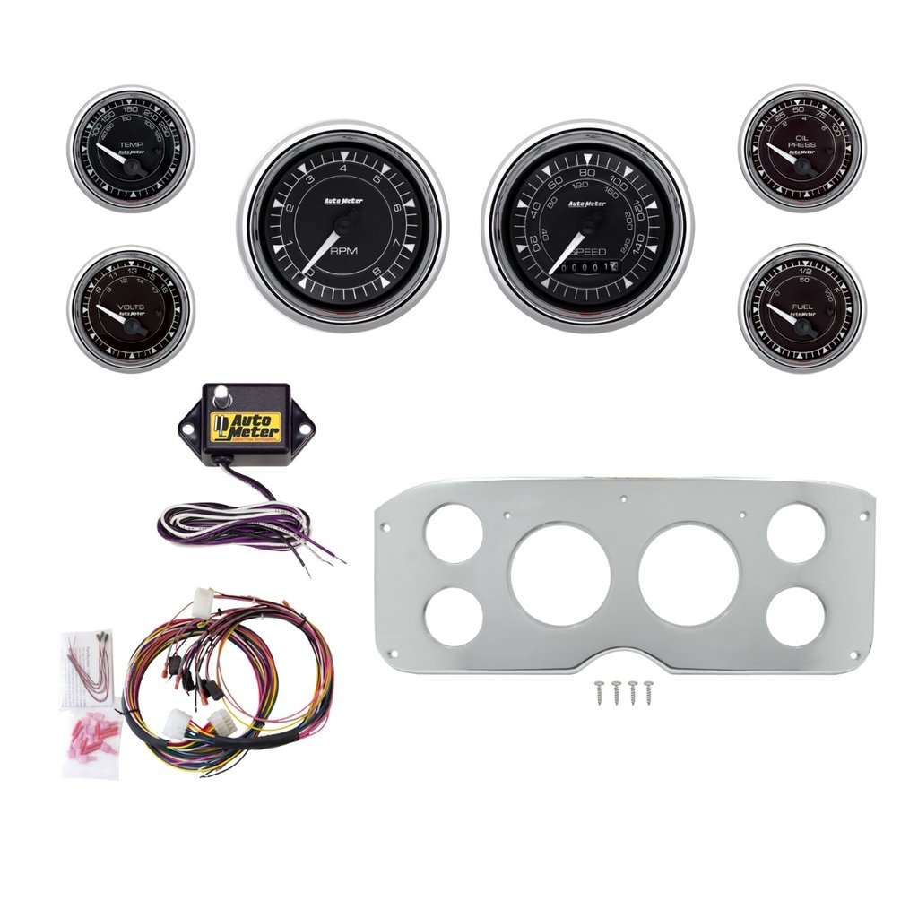 AutoMeter 6 GAUGE DIRECT-FIT DASH KIT, GMC TRUCK 55-59, CHRONO CHROME