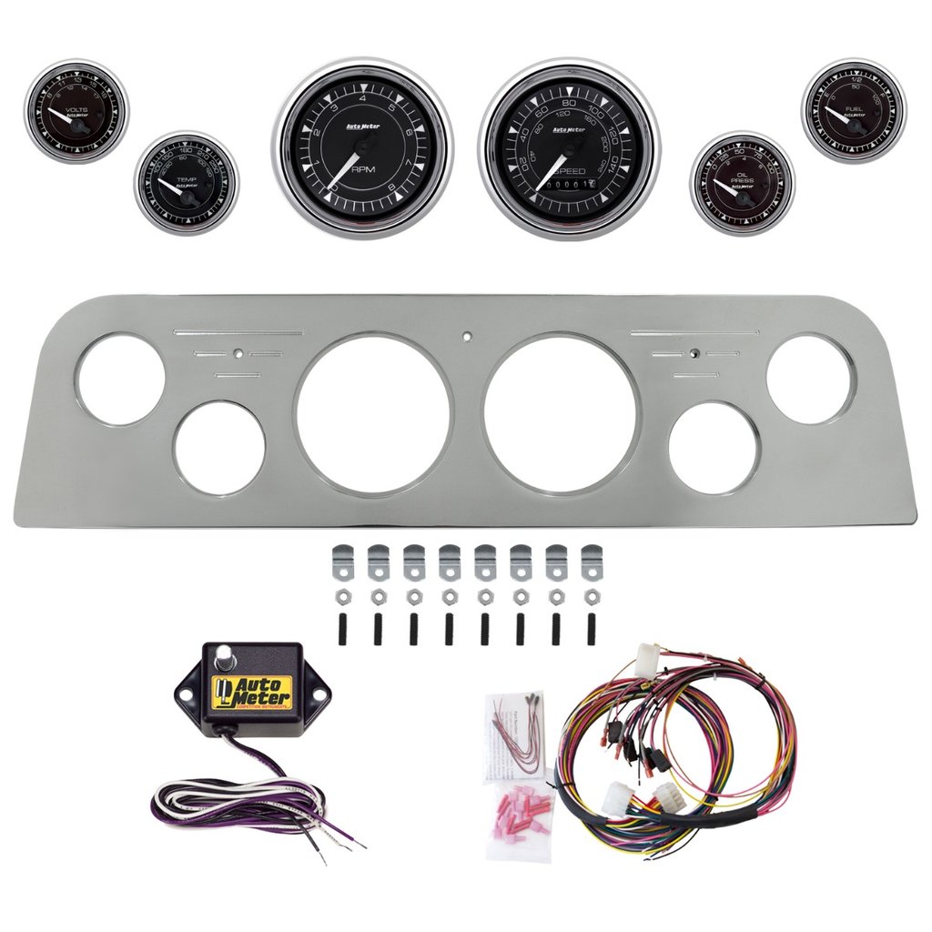 AutoMeter 6 GAUGE DIRECT-FIT DASH KIT, GMC TRUCK 60-61, CHRONO CHROME