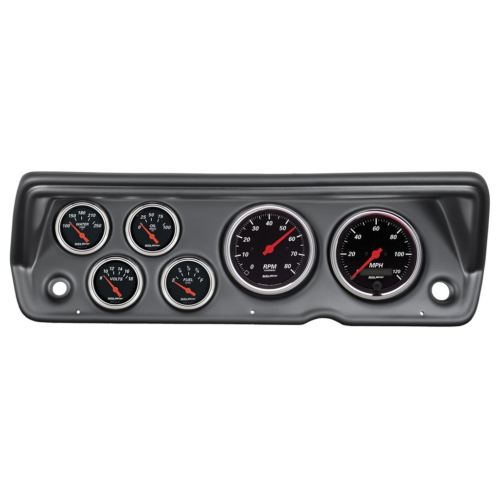 AutoMeter 6 GAUGE DIRECT-FIT DASH KIT, A-BODY / DUSTER / DEMON / DART 70-76, DESIGNER BLACK