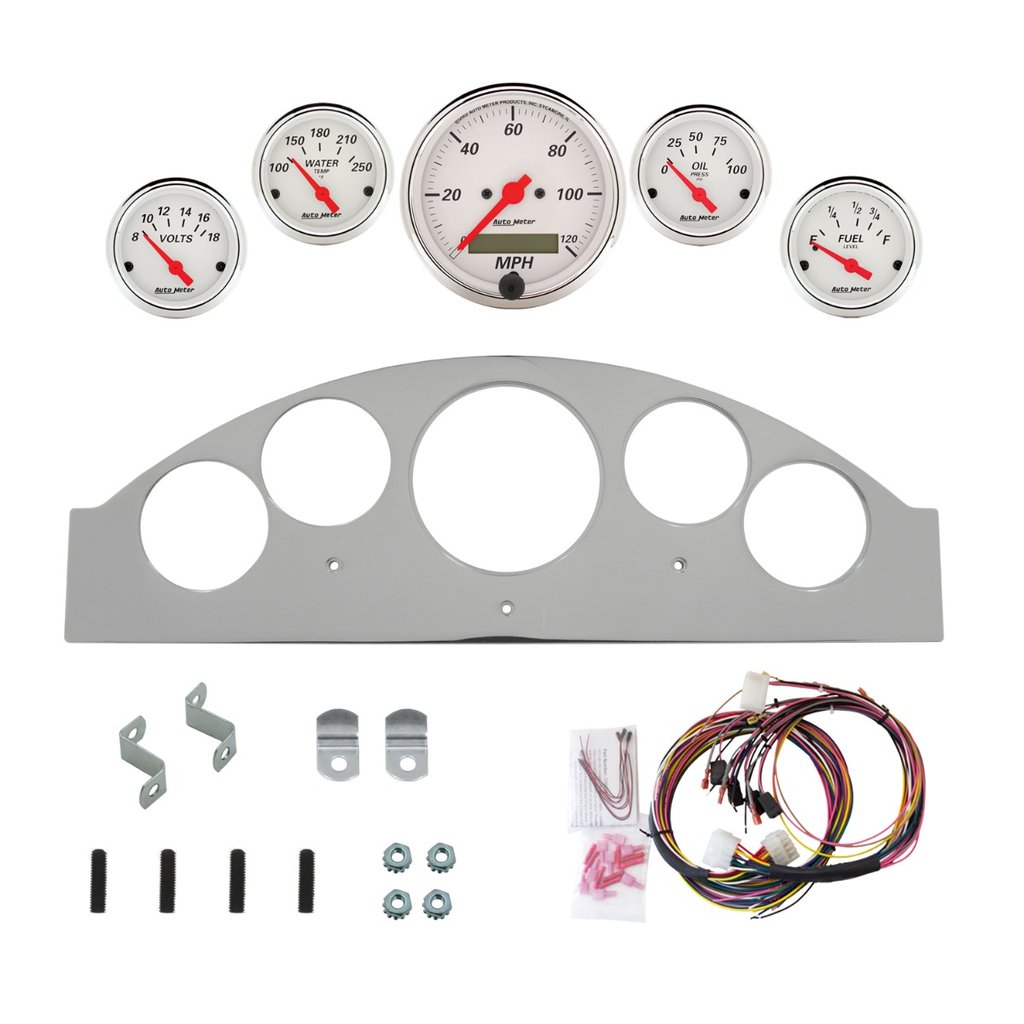 AutoMeter 5 GAUGE DIRECT-FIT DASH KIT, FORD FAIRLANE 57, ARCTIC WHITE