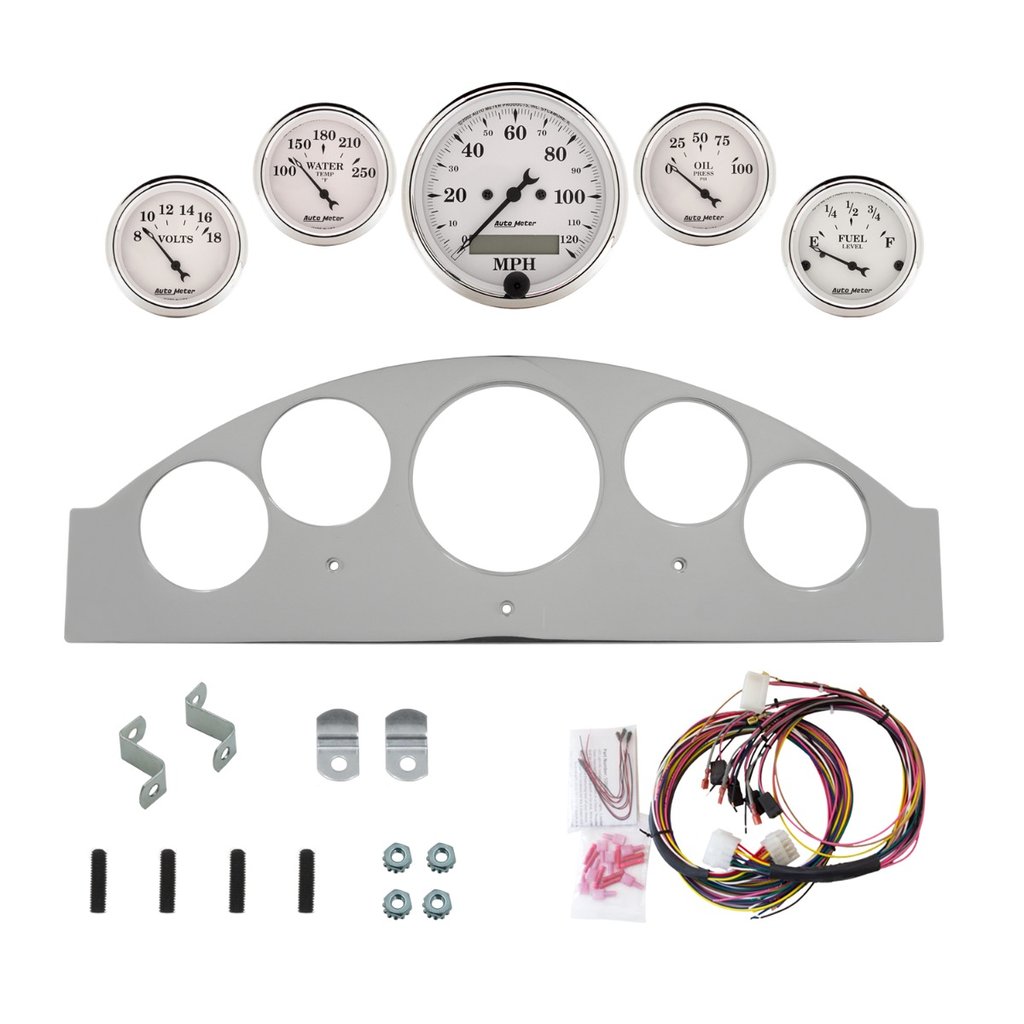 AutoMeter 5 GAUGE DIRECT-FIT DASH KIT, FORD Fairlane 57, OLD TYME WHITE