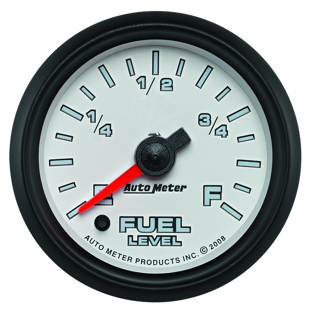 AutoMeter 2-1/16" FUEL LEVEL, PROGRAMMABLE 0-280 Ω, STEPPER MOTOR, WHITE/BLACK, PRO-CYCLE