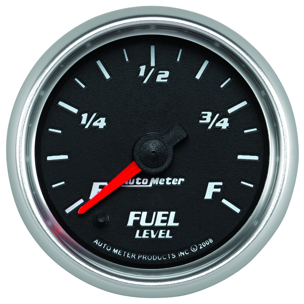 AutoMeter 2-1/16" FUEL LEVEL, PROGRAMMABLE 0-280 Ω, STEPPER MOTOR, BLACK/BRIGHT ANODIZED, PRO-CYCLE