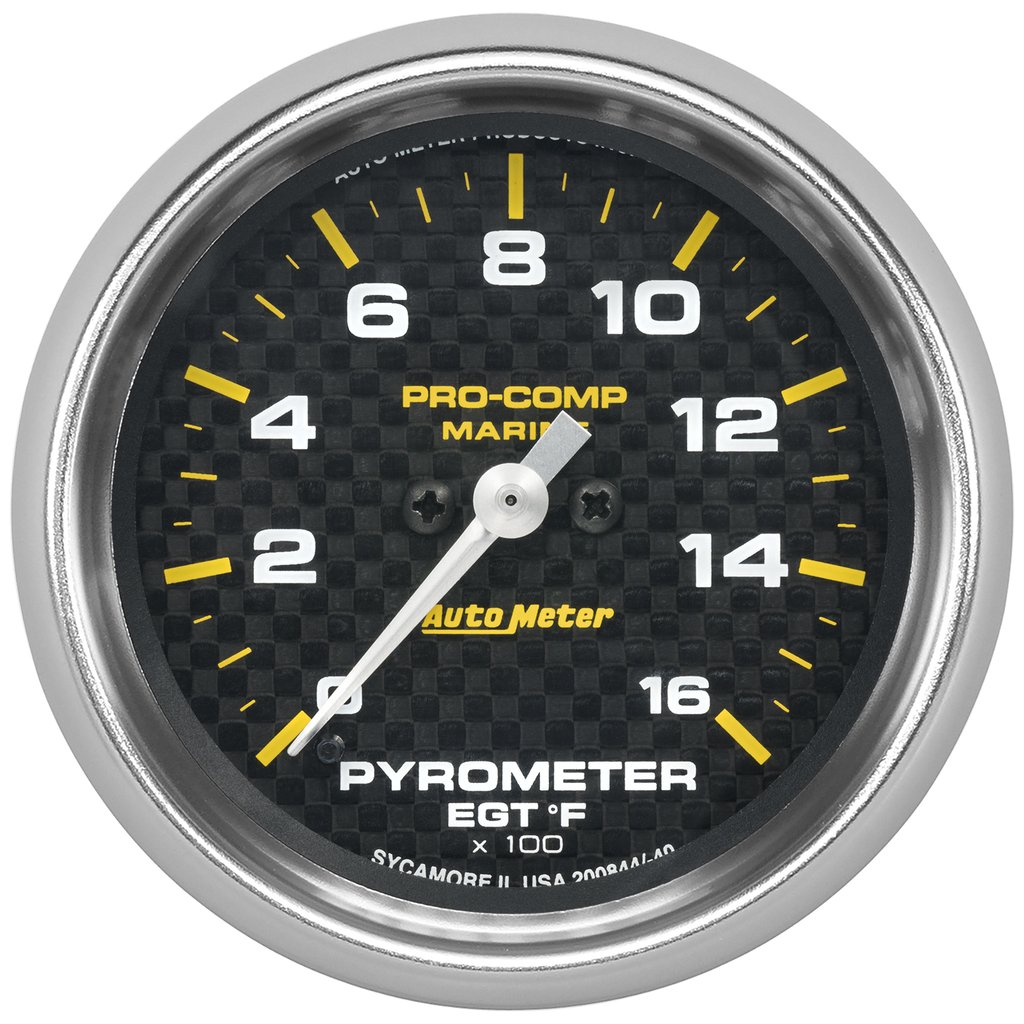 AutoMeter 2-5/8" PYROMETER, 0-1,600 °F, MARINE CARBON FIBER
