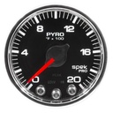 AutoMeter 2-1/16" PYROMETER, 0-2000 °F, STEPPER MOTOR, SPEK-PRO, BLACK DIAL, CHROME BEZEL, CLEAR LENS