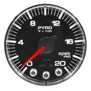 AutoMeter 2-1/16" PYROMETER, 0-2000 °F, STEPPER MOTOR, SPEK-PRO, BLACK DIAL, CHROME BEZEL, FLAT ANTIGLARE LENS