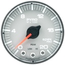 AutoMeter 2-1/16" PYROMETER, 0-2000 °F, STEPPER MOTOR, SPEK-PRO, SILVER DIAL, BLACK BEZEL, FLAT ANTIGLARE LENS