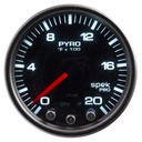 AutoMeter 2-1/16" PYROMETER, 0-2000 °F, STEPPER MOTOR, SPEK-PRO, BLACK DIAL, BLACK BEZEL, SMOKED LENS