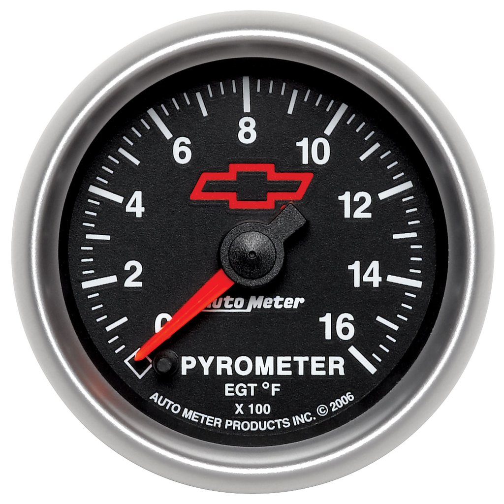 AutoMeter 2-1/16" PYROMETER, 0-1600 °F, CHEVY RED BOWTIE