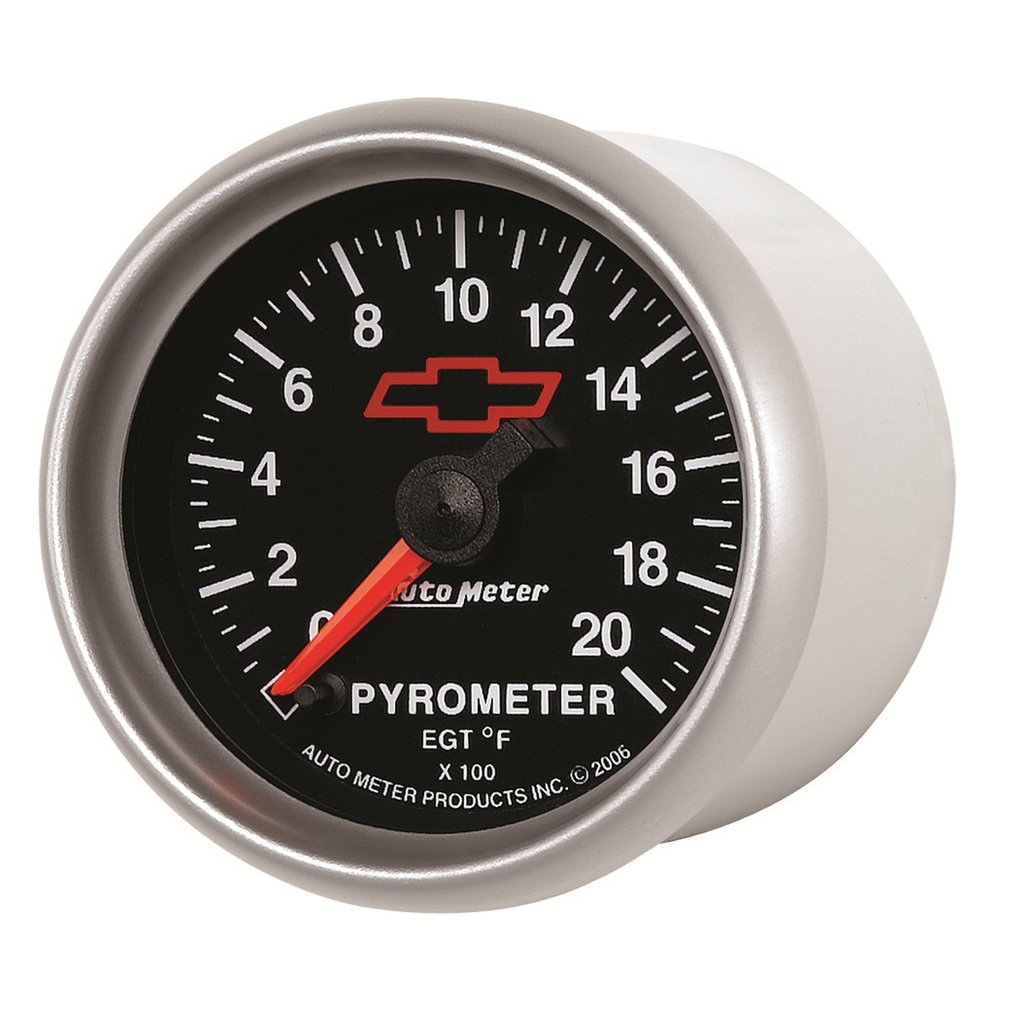 AutoMeter 2-1/16" PYROMETER, 0-2000 °F, CHEVY RED BOWTIE