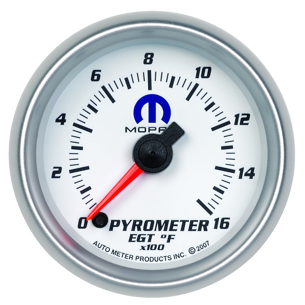AutoMeter 2-1/16" PYROMETER, 0-1600 °F, STEPPER MOTOR, WHITE, MOPAR