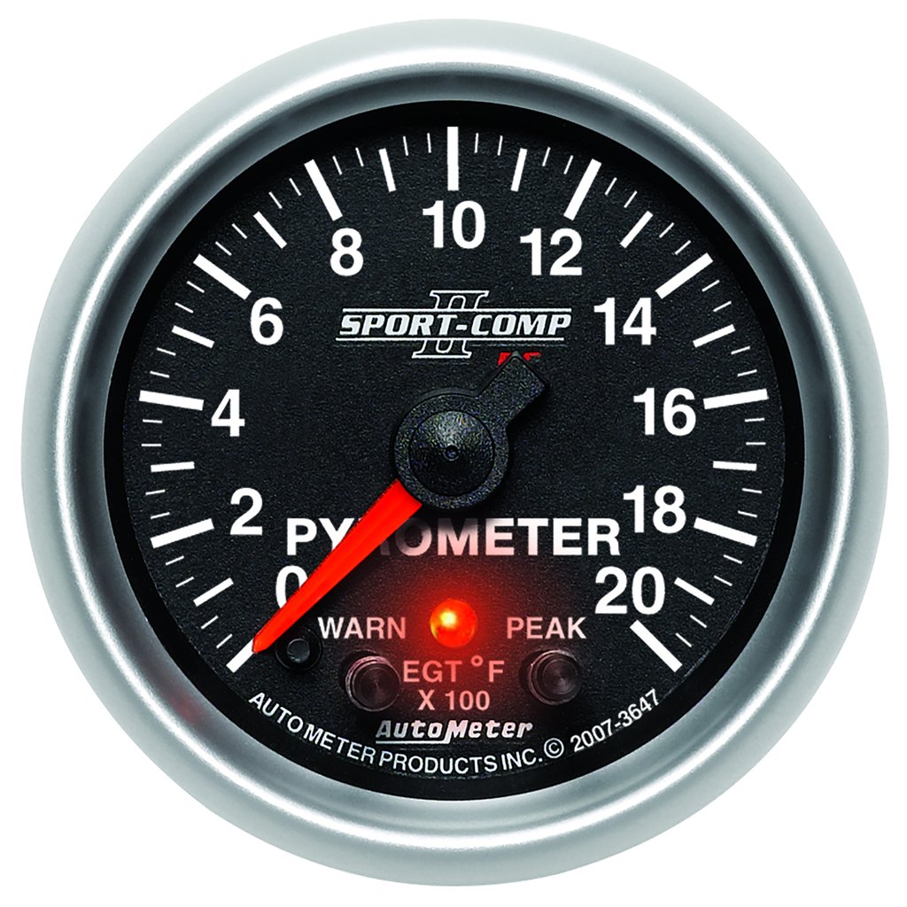 AutoMeter 2-1/16" PYROMETER, W/ PEAK & WARN, 0-2000 °F, STEPPER MOTOR, SPORT-COMP II