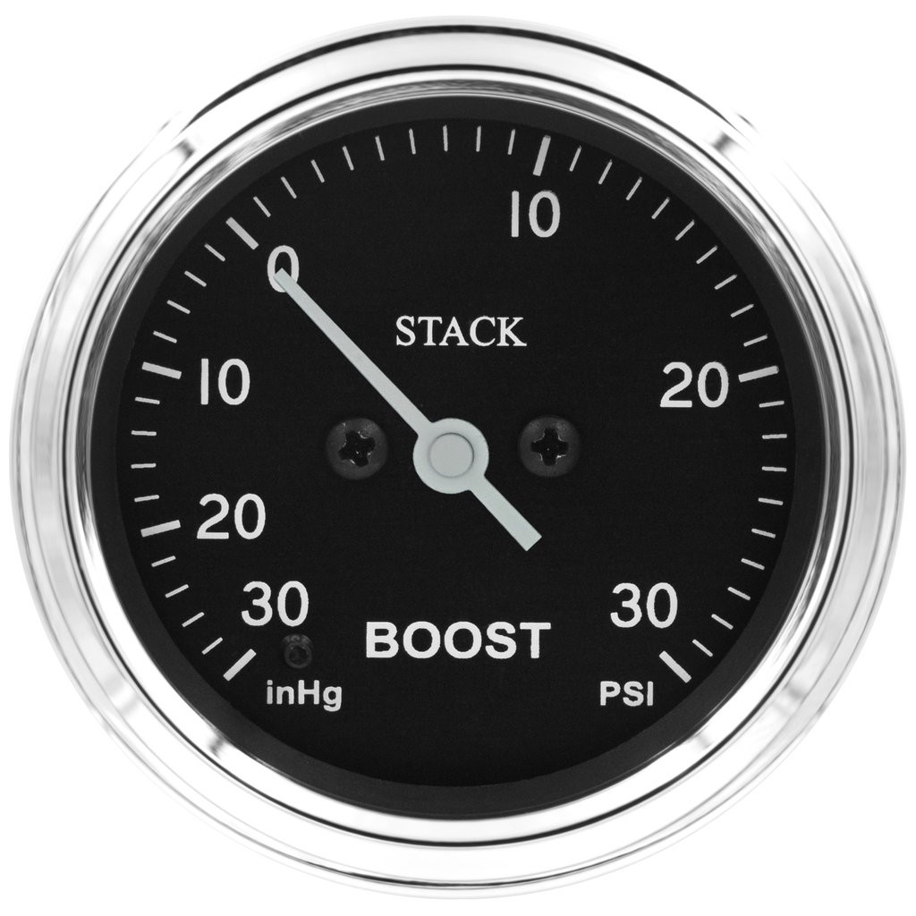 AutoMeter BOOST, PRO STEPPER MOTOR, 52MM, CLASSIC, -30INHG TO +30PSI, INCL. T-FITTING